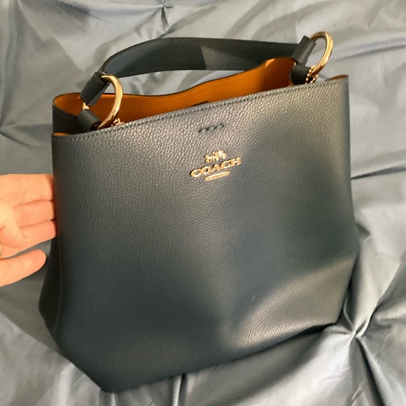 Coach Blue and Gold Shoulder Bag with Sophisticated Silhouette - Picture 9 of 9